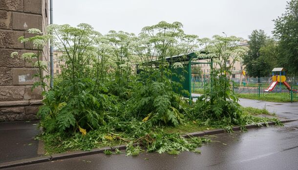 Петербуржцы жалуются на борщевик у детсадов и остановок — покос не помогает