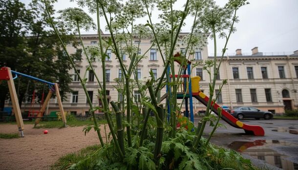 Петербуржцы жалуются на борщевик у детских площадок: покос не помогает