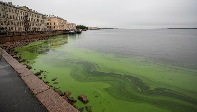 Финский залив позеленел из-за цветения водорослей