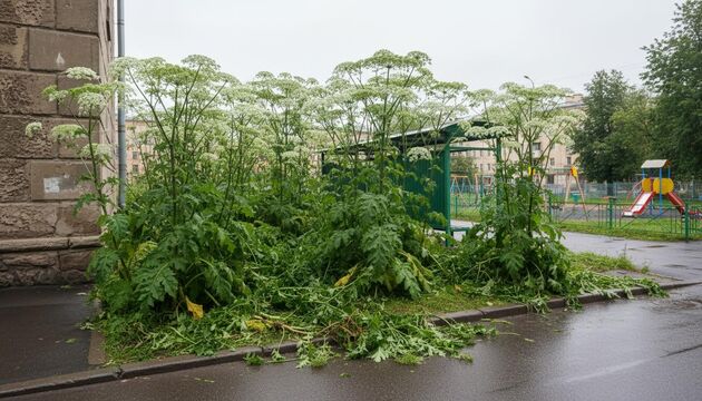 Петербуржцы жалуются на борщевик у детсадов и остановок — покос не помогает
