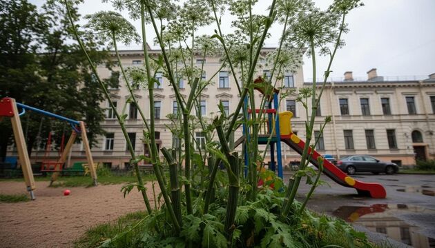 Петербуржцы жалуются на борщевик у детских площадок: покос не помогает
