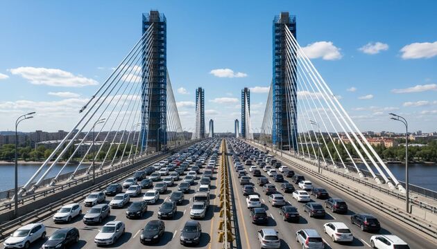 Ремонт вантового моста отправил КАД в 8-километровую пробку
