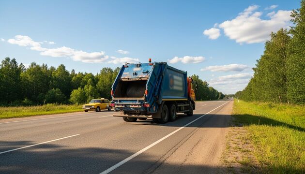 Под Всеволожском мусоровоз раздавил такси, водитель погиб